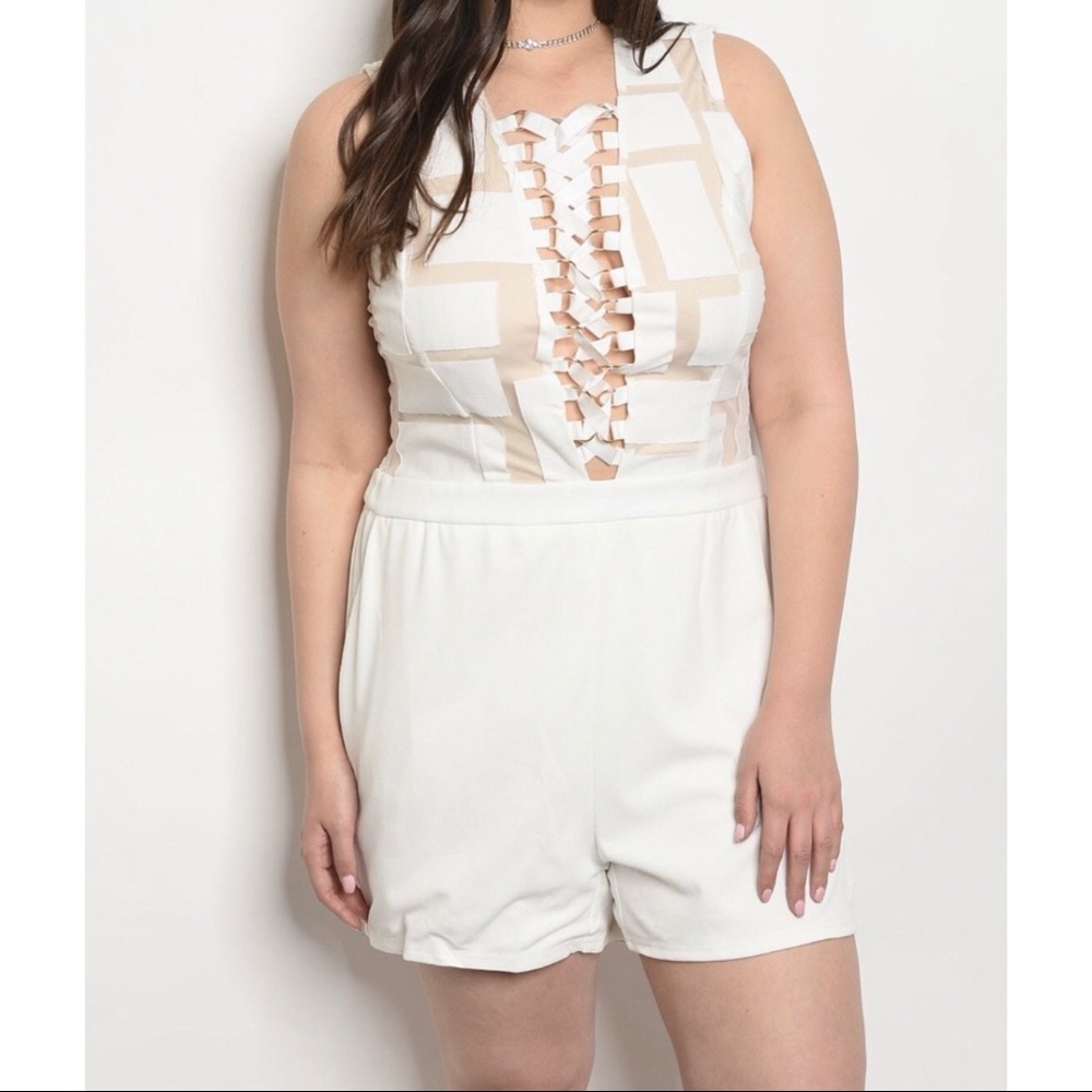 Ivory Nude Plus Size Romper